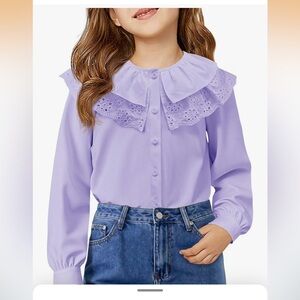 Lavender Ruffled Blouse for Girls (Size 160 OR 13-14)